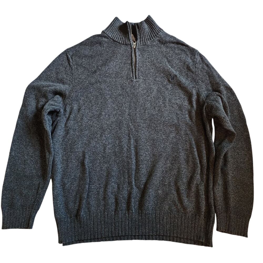 American Eagle Mens Pullover Sweater Size XXL Gray 1/4 Zip Mock Neck Long Sleeve